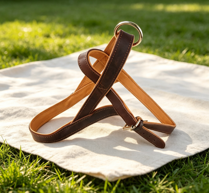 Vintage Oil-Waxed Cowhide Racerback Dog Carrier, Durable Genuine Leather, Simple Style for Small and Medium-Sized Dogs
