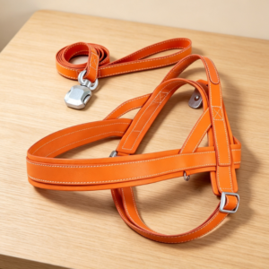 Vibrant Bright Orange Luxury PU Leather Dog Rig, Smooth and Waterproof Racer Rig for Small to Medium-Sized Dogs