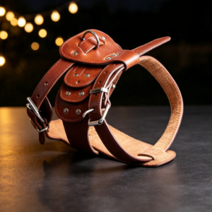 Heavy-Duty Riveted Retro Genuine Leather Carrier for Medium to Large Dogs - Thickened, Wear-Resistant, Cushioned Cowhide Leather