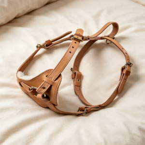Light Brown Fleece-Lined Soft Cowhide Pet Carrier - Warm and Cushioned Genuine Leather Leash for Small and Medium-Sized Dogs in Autumn and Winter