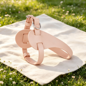 Minimalist Low-Saturation Nude Pink Curved Soft Leather Dog Carrier, Small Dog, Instagram-Style, Unrestricted Leather Leash Vest