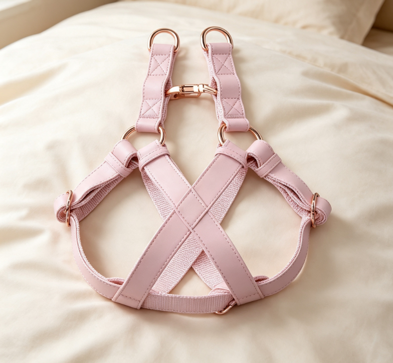Gentle Nude Pink Rose Gold Hardware Pet Carrier, Small Dog Adjustable Leather with a Luxurious Style - Image 2