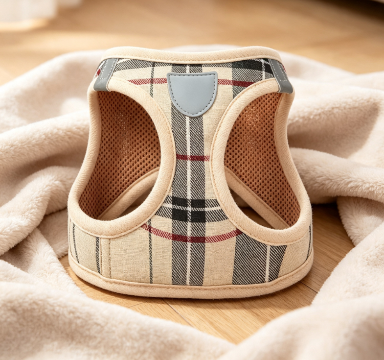 Retro Plaid Vest-Style Dog Carrier, Soft, Breathable, and Anti-Escape Leash for Small Dogs - Image 2