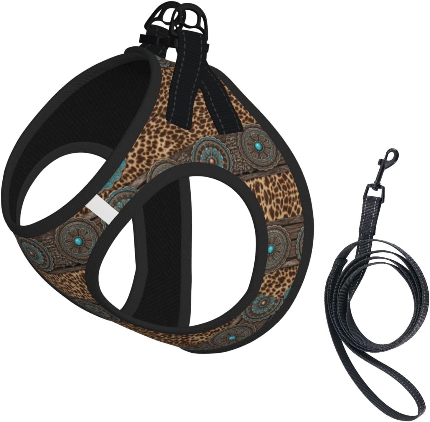 Western-Style Carpeted Leather Bridle (Reflective Leash Set)