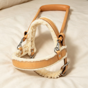 Fleece-lined Lambswool Leather Pet Carrier - Warm and Cushioned Genuine Leather Leash for Small and Medium-Sized Dogs in Autumn and Winter