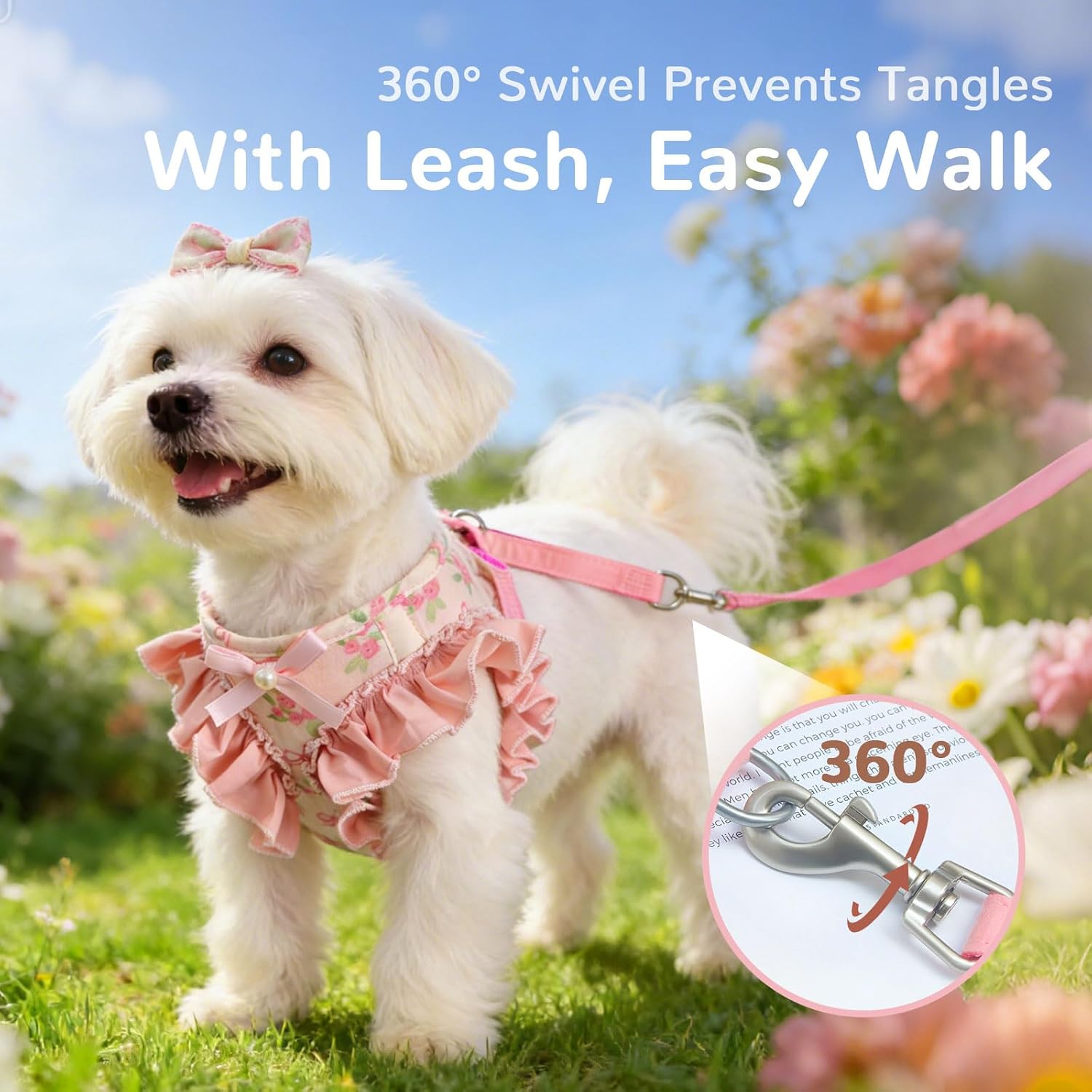 Pink Bow-Tie Carrier and Leash Set (Small Dogs & Cats) - Image 2