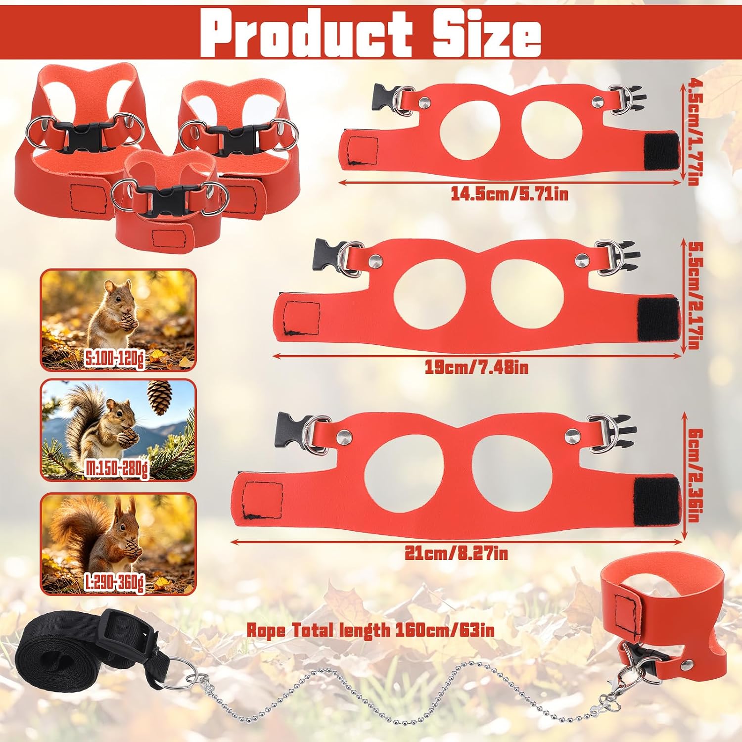 Multi-Size Animal Leather Chest Neck Straps and Leash Set (3-Piece Pack) - Image 2