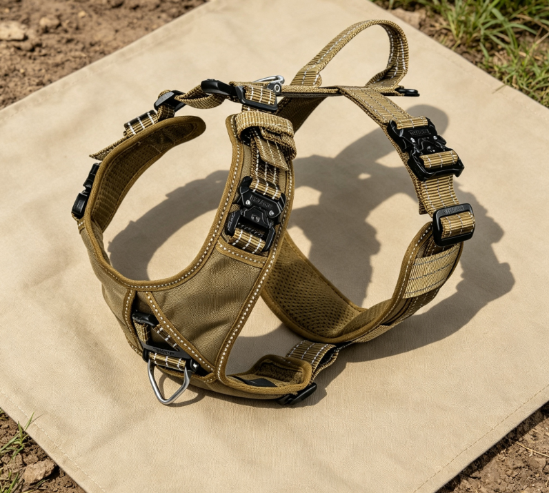 Workwear Style Military Green Multi-Snap Anti-Explosion Dog Carrier, Medium and Large Dog Outdoor Wear-Resistant Reflective Leash - Image 2