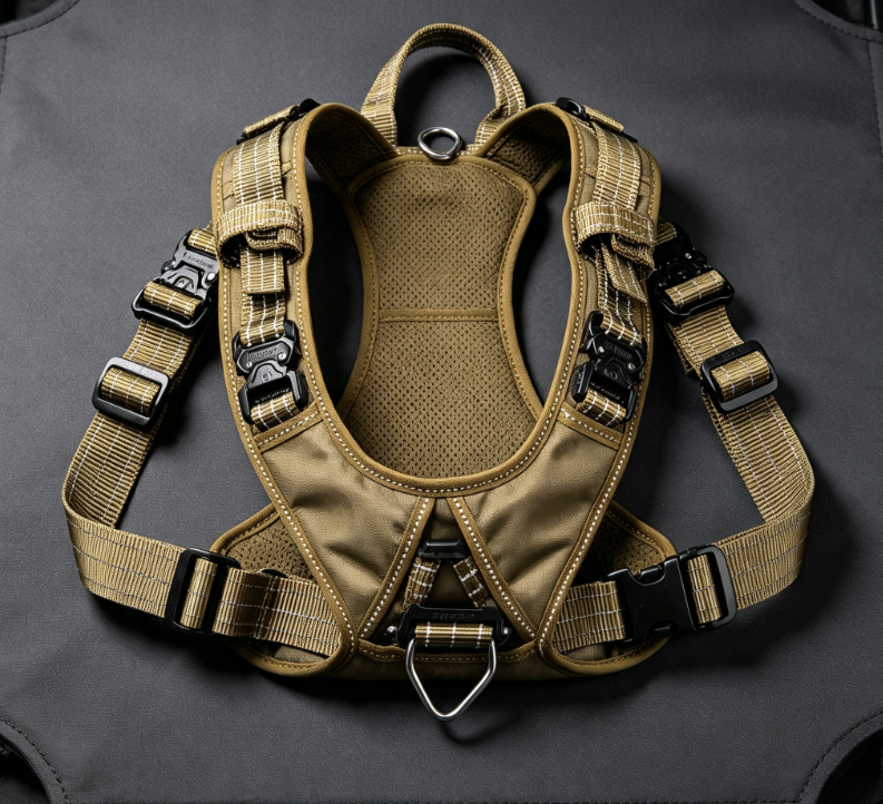 Workwear Style Military Green Multi-Snap Anti-Explosion Dog Carrier, Medium and Large Dog Outdoor Wear-Resistant Reflective Leash